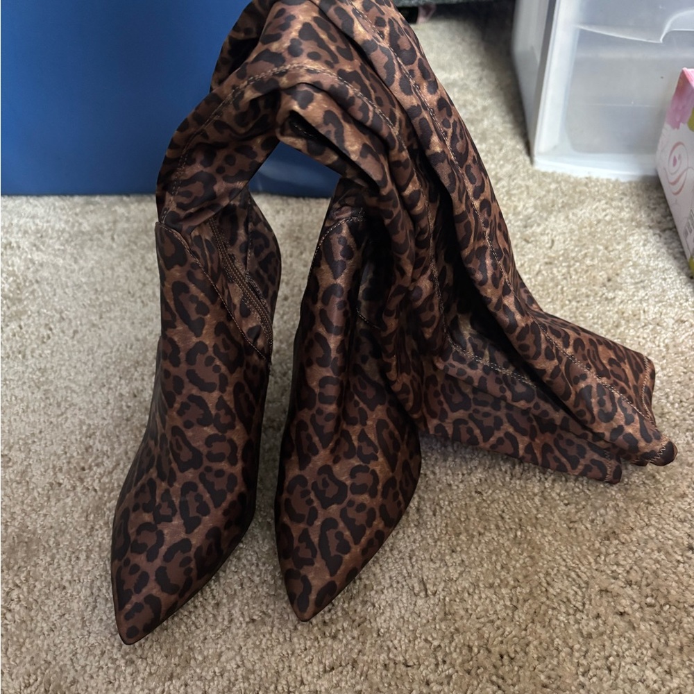 Jessica Simpson Leopard Print Heeled Boots